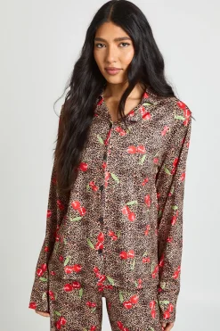 boohoo Ensemble Pyjama Tall Manches Longues Motif Cerises et - Haut et Pantalon<Femme Imprimé Léopard|Pyjamas