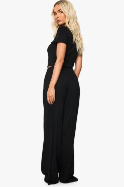 Ensemble Pyjama Tee-shirt Court Ajouré Et Pantalon Large
