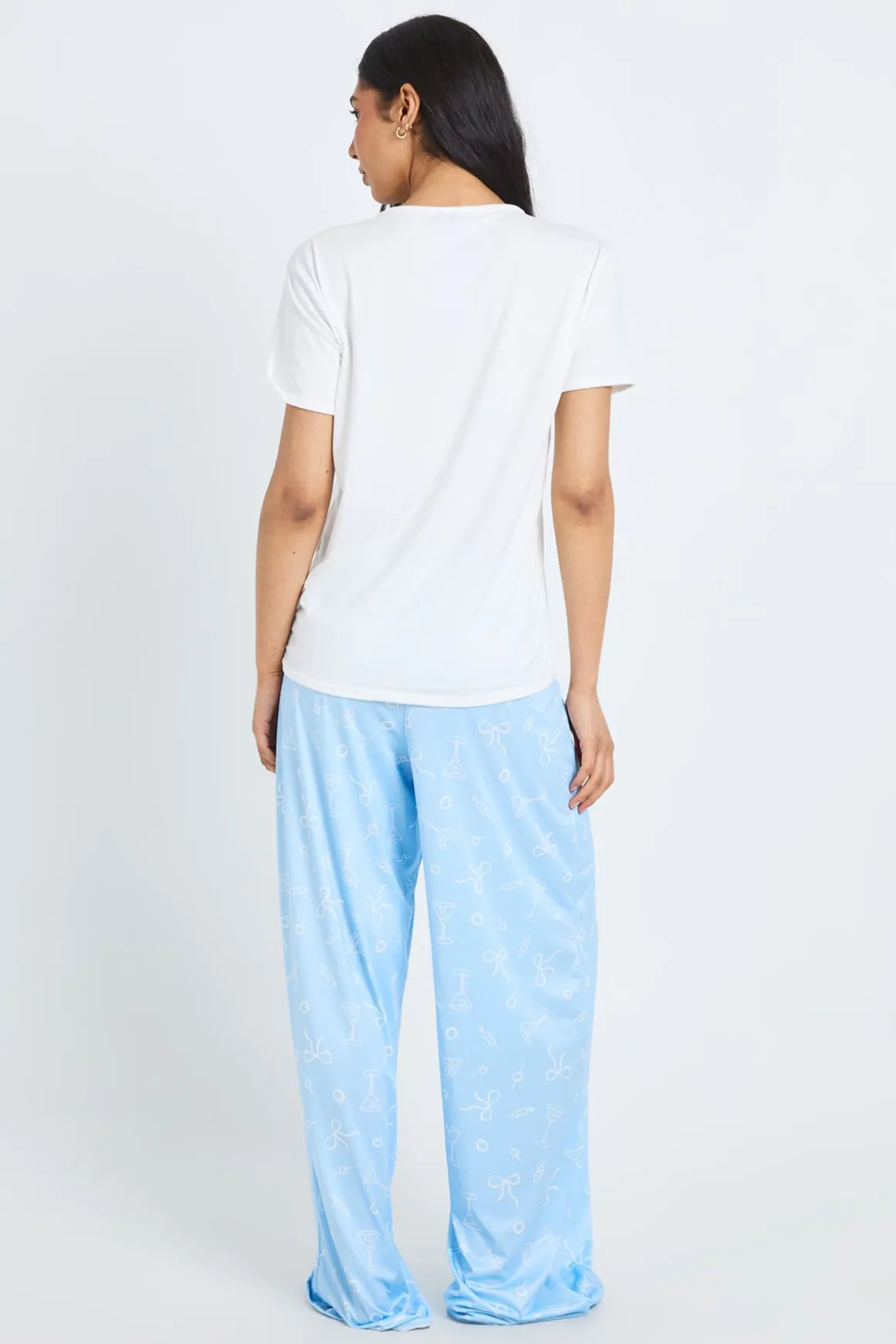Ensemble Pyjama T-shirt Et Pantalon Grande Taille Imprimé Martini Et Nœuds