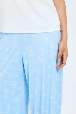 Ensemble Pyjama T-shirt Et Pantalon Grande Taille Imprimé Martini Et Nœuds