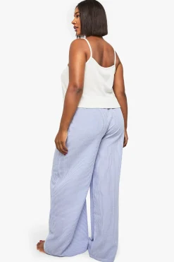 boohoo Ensemble pyjama Veste Pointelle et Pantalon à Jambes Larges<Femme Pyjamas