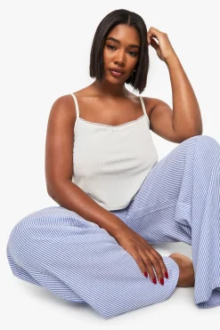 boohoo Ensemble pyjama Veste Pointelle et Pantalon à Jambes Larges<Femme Pyjamas