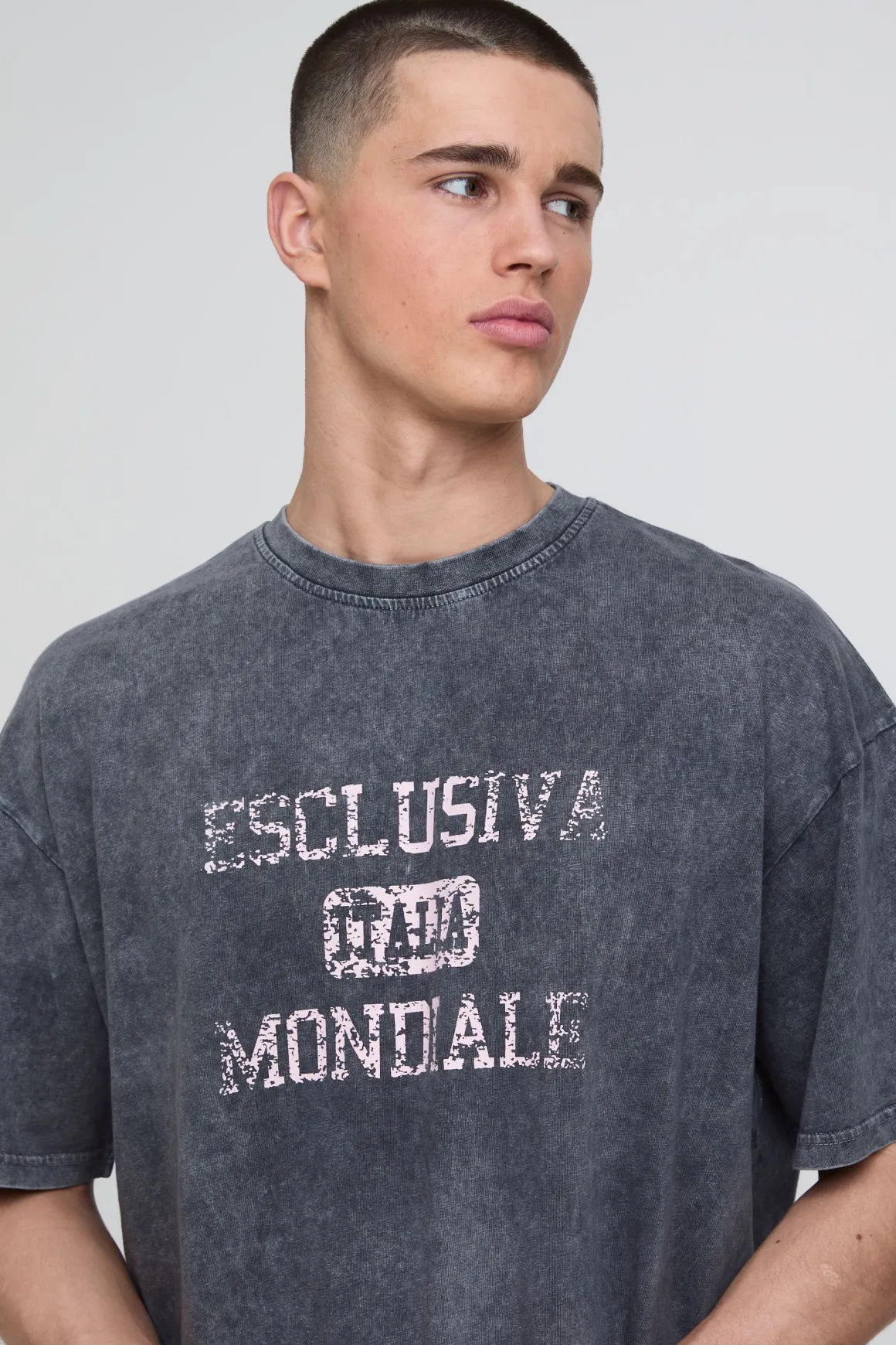 Ensemble Short Et Haut Oversize En Jersey Lavé Imprimé Italia