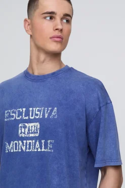 Ensemble Short Et Sweat Oversize En Molleton Délavé Imprimé Italia