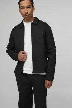 boohooMAN Ensemble Surchemise Zippée Regular à Bande Contrastante Sergé & Chino Décontracté<Homme Ensembles|Tenues De Soirée Grande Taille