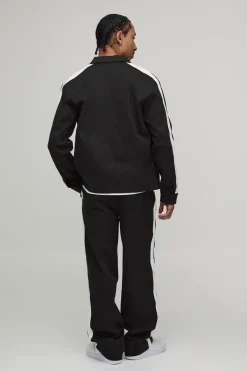 boohooMAN Ensemble Surchemise Zippée Regular à Bande Contrastante Sergé & Chino Décontracté<Homme Ensembles|Tenues De Soirée Grande Taille