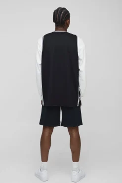 boohooMAN Ensemble surdimensionné de maillot de basket-ball et short pour homme<Homme Survêtements