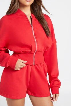 boohoo Ensemble Survêtement Bomber Court À Fermeture Éclair Avec Ourlet Profond<Femme Survêtements|Survêtements