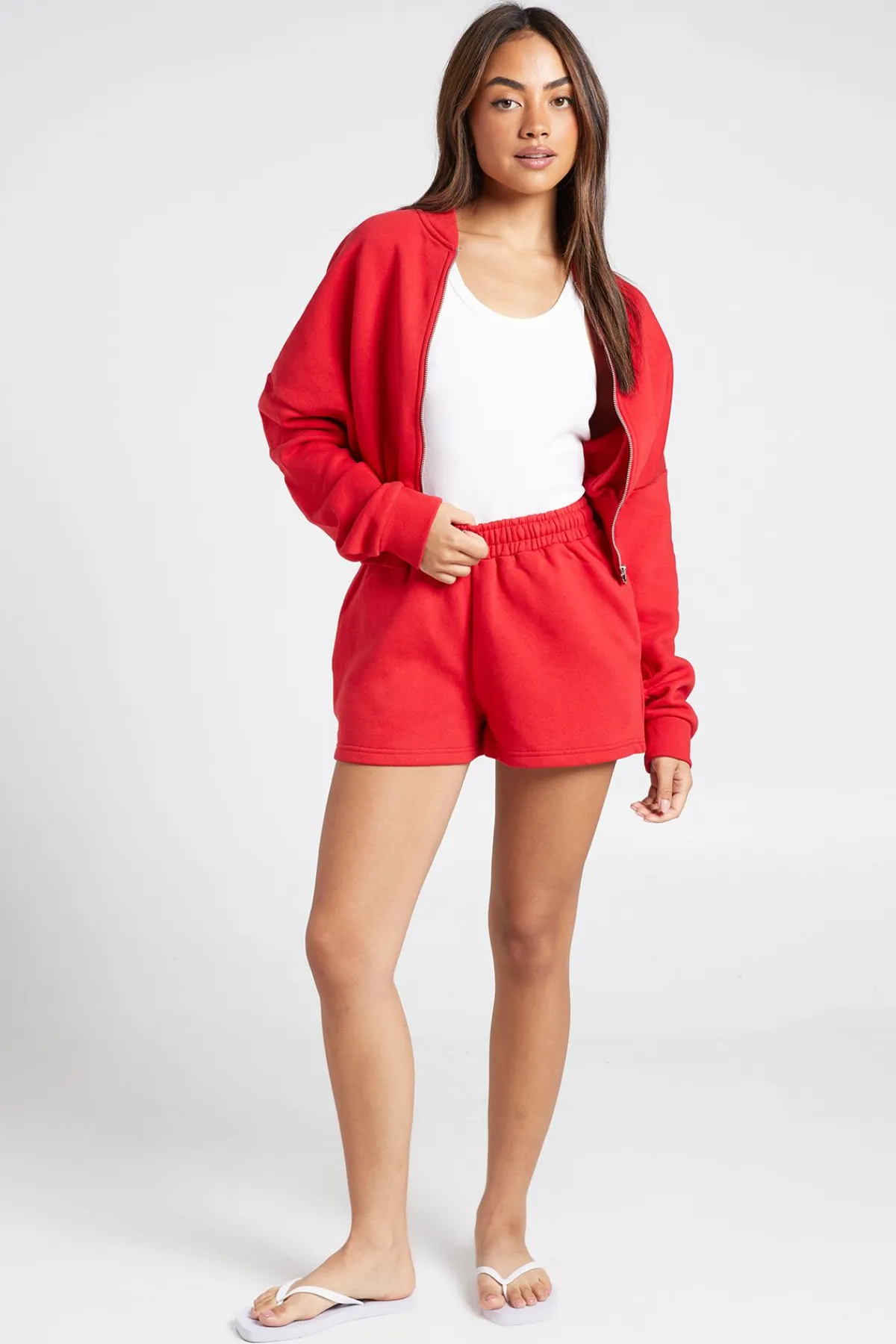 boohoo Ensemble Survêtement Bomber Court À Fermeture Éclair Avec Ourlet Profond<Femme Survêtements|Survêtements