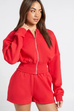 boohoo Ensemble Survêtement Bomber Court À Fermeture Éclair Avec Ourlet Profond<Femme Survêtements|Survêtements