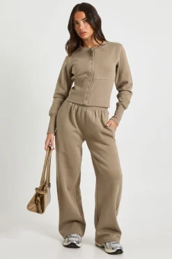 Ensemble Survêtement Bomber Sweat À Ourlet Profond Et Boutons-pression Petite