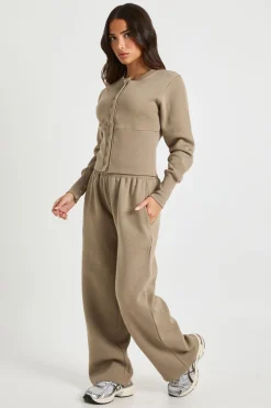 Ensemble Survêtement Bomber Sweat À Ourlet Profond Et Boutons-pression Petite