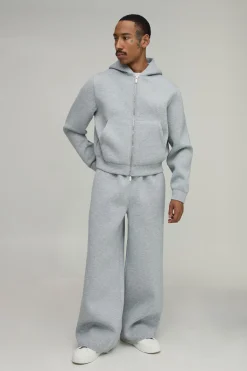 boohooMAN Ensemble Survêtement À Casynthétiqueche Scuba Coupe Raccourcie Et Jogger Large<Homme Survêtements
