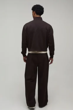 Ensemble Survêtement Col Montant Zippé Raccourci Oversize Et Jogging Large