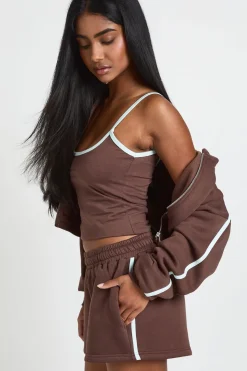 boohoo Ensemble Survêtement Court 3 Pièces À Casynthétiqueche Zippé Avec Bandes Contrastées<Femme Survêtements|Survêtements