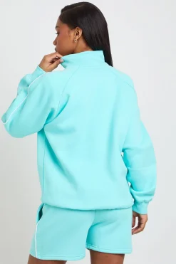 Ensemble Survêtement Court Sweat-shirt Demi-zip Détail Passepoil