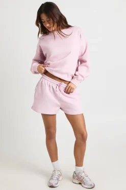 Ensemble Survêtement Court Sweat Col Rond Effet Délavé