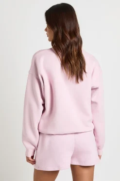 Ensemble Survêtement Court Sweat Col Rond Effet Délavé