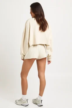 Ensemble Survêtement Court Sweat Crop Boxy Effet Délavé Ourlet Usé