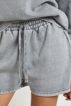 Ensemble Survêtement Court Sweat Col Rond Effet Délavé