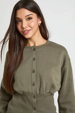 boohoo Ensemble Survêtement Court Sweat Boutonné Taille Cintrée<Femme Survêtements|Survêtements