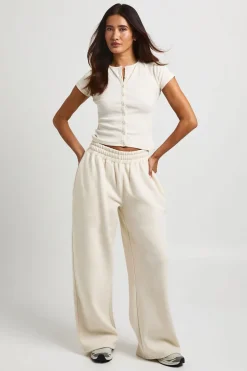 Ensemble Survêtement Côtelé Avec Haut À Manches Courtes Boutonné Et Pantalon Jogger