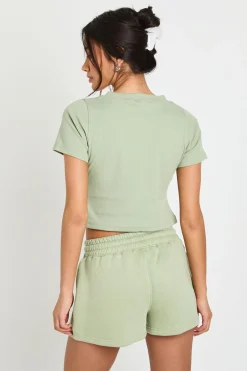boohoo Ensemble Survêtement Côtelé Haut Court À Manches Courtes Boutonné Et Short<Femme Survêtements|Survêtements