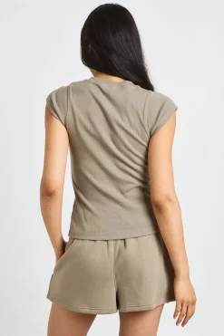 Ensemble Survêtement Côtelé Tall Avec Haut À Manches Courtes Boutonné Et Short