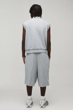 boohooMAN Ensemble Survêtement Gilet Sans Manches Zippé Et Jort Oversize En Jersey Bouclette<Homme Survêtements