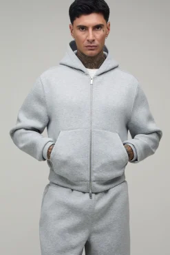 Ensemble Survêtement Grande Taille Avec Sweat À Casynthétiqueche Scuba Ajusté Raccourci Et Jogger Jambes Larges Coupe Regular
