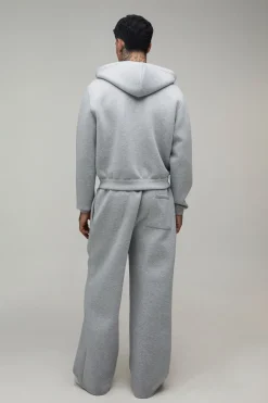 Ensemble Survêtement Grande Taille Avec Sweat À Casynthétiqueche Scuba Ajusté Raccourci Et Jogger Jambes Larges Coupe Regular