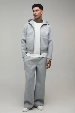 Ensemble Survêtement Grande Taille Avec Sweat À Casynthétiqueche Scuba Ajusté Raccourci Et Jogger Jambes Larges Coupe Regular