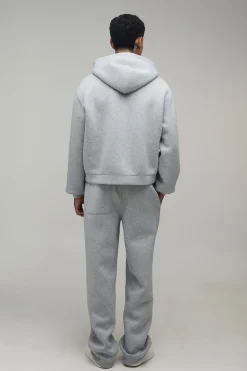 Ensemble Survêtement Grande Taille Sweat À Casynthétiqueche Scuba Oversize Boxy Zippé Et Pantalon Jambes Droites