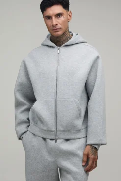 Ensemble Survêtement Grande Taille Sweat À Casynthétiqueche Scuba Oversize Boxy Zippé Et Pantalon Jambes Droites