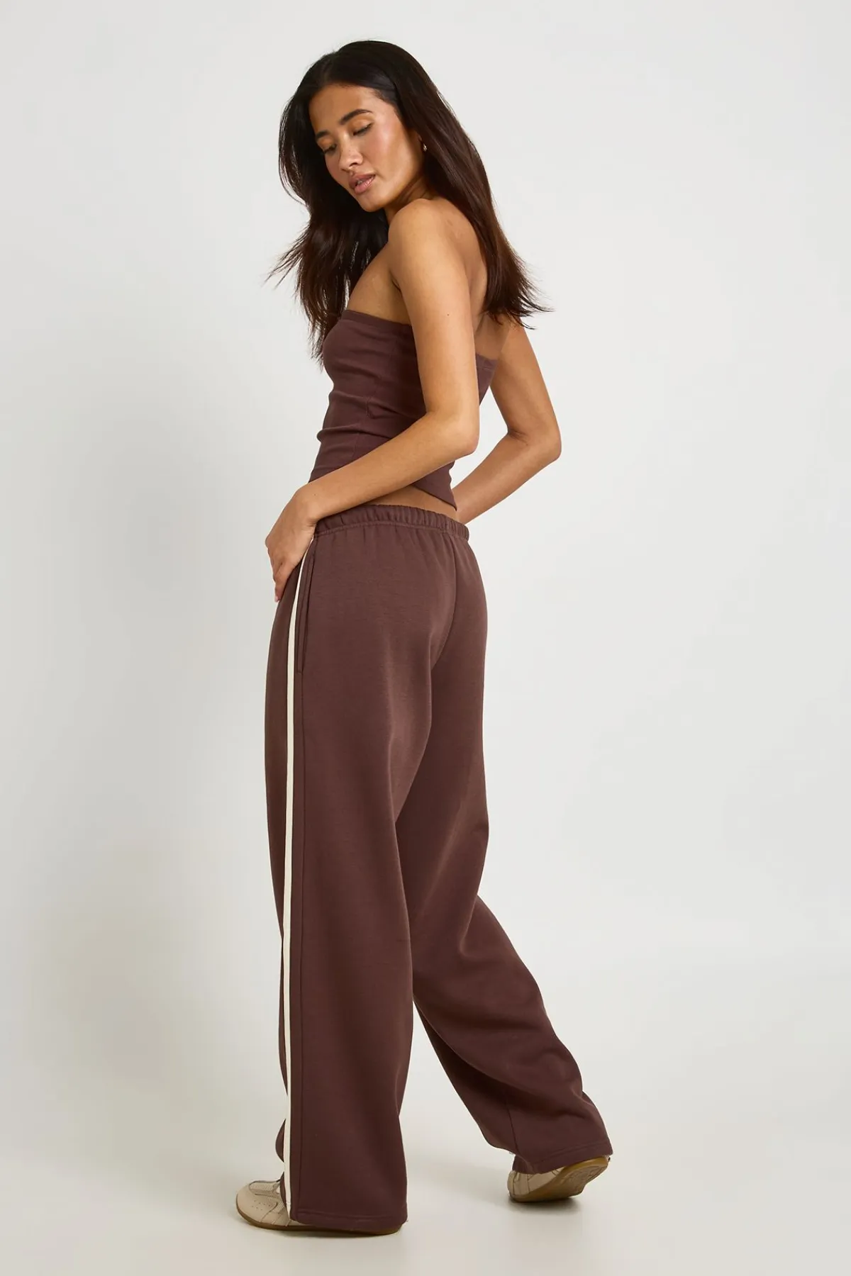 boohoo Ensemble Survêtement Haut Bandeau Côtelé Et Jogger Rayé<Femme Survêtements|Survêtements