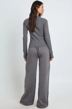 boohoo Ensemble Survêtement Haut Côtelé Long À Manches Longues Avec Boutons<Femme Survêtements|Survêtements