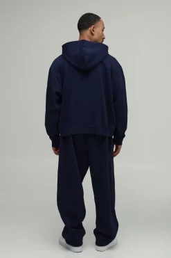 Ensemble Survêtement Homme Oversize : Sweat À Casynthétiqueche Boxy Sport Avec Passepoil Brodé Et Jogging Baggy