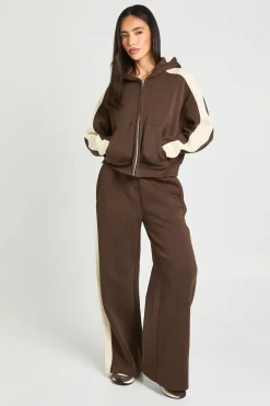 Ensemble Survêtement Hoodie Boxy Zippé Et Jogger À Bandes Contrastées