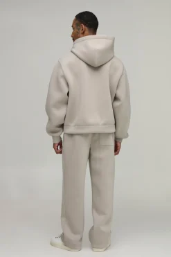 boohooMAN Ensemble Survêtement Hoodie Scuba Oversize Boxy À Enfiler Et Pantalon Jambes Droites<Homme Survêtements