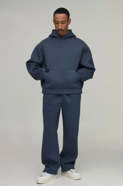 boohooMAN Ensemble Survêtement Hoodie Scuba Oversize Ample À Enfiler Et Pantalon Droit<Homme Survêtements