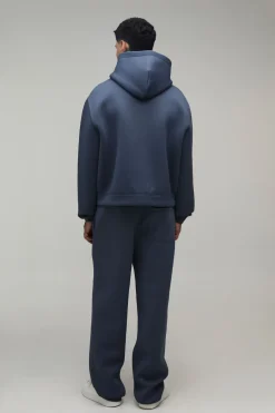 Ensemble Survêtement Hoodie Scuba Oversize Boxy À Enfiler Et Pantalon Droit Pour Homme Grand