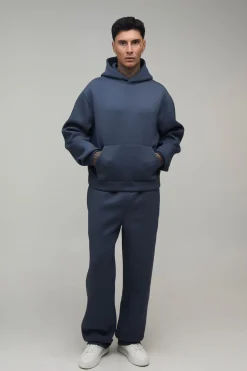 Ensemble Survêtement Hoodie Scuba Oversize Boxy À Enfiler Et Pantalon Droit Pour Homme Grand