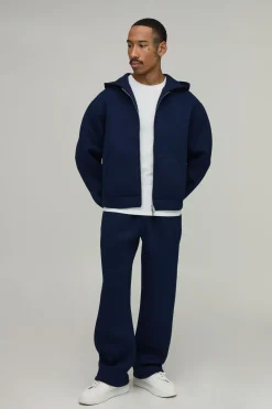 Ensemble Survêtement Hoodie Scuba Oversize Boxy Zippé Et Pantalon Droit