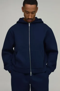 Ensemble Survêtement Hoodie Scuba Oversize Boxy Zippé Et Pantalon Droit