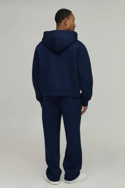 Ensemble Survêtement Hoodie Scuba Oversize Boxy Zippé Et Pantalon Droit