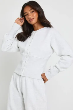 Ensemble Survêtement Petite Bomber Sweat À Ourlet Profond Avec Boutons-pression