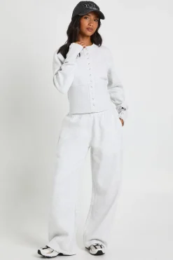 Ensemble Survêtement Petite Bomber Sweat À Ourlet Profond Avec Boutons-pression