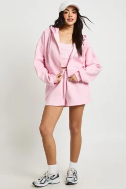 boohoo Ensemble Survêtement 3 Pièces Crop Top À Ourlet Profond Avec Short Et Casynthétiqueche<Femme Survêtements|Survêtements