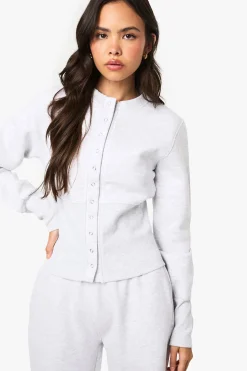 boohoo Ensemble Survêtement Sweat Bomber Ourlet Profond À Boutons-pression<Femme Survêtements|Survêtements