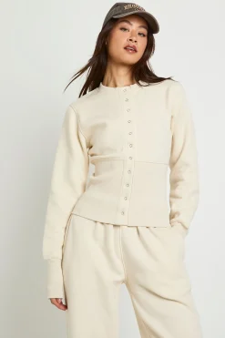Ensemble Survêtement Sweat Bomber À Ourlet Profond Avec Boutons-pression Tall